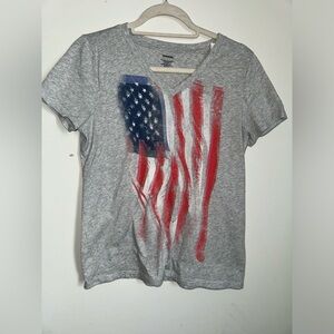 Gray T-Shirt with American Flag Design